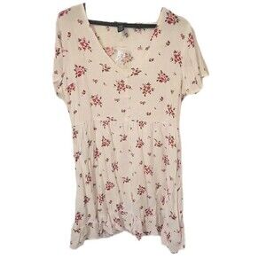 Rue21 Dress Large White* Pink Flowers  Babydoll